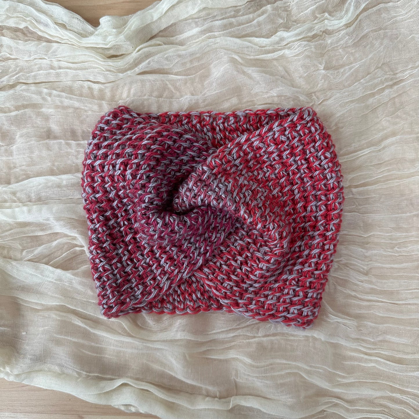 woven twist headband - berry/grey multi