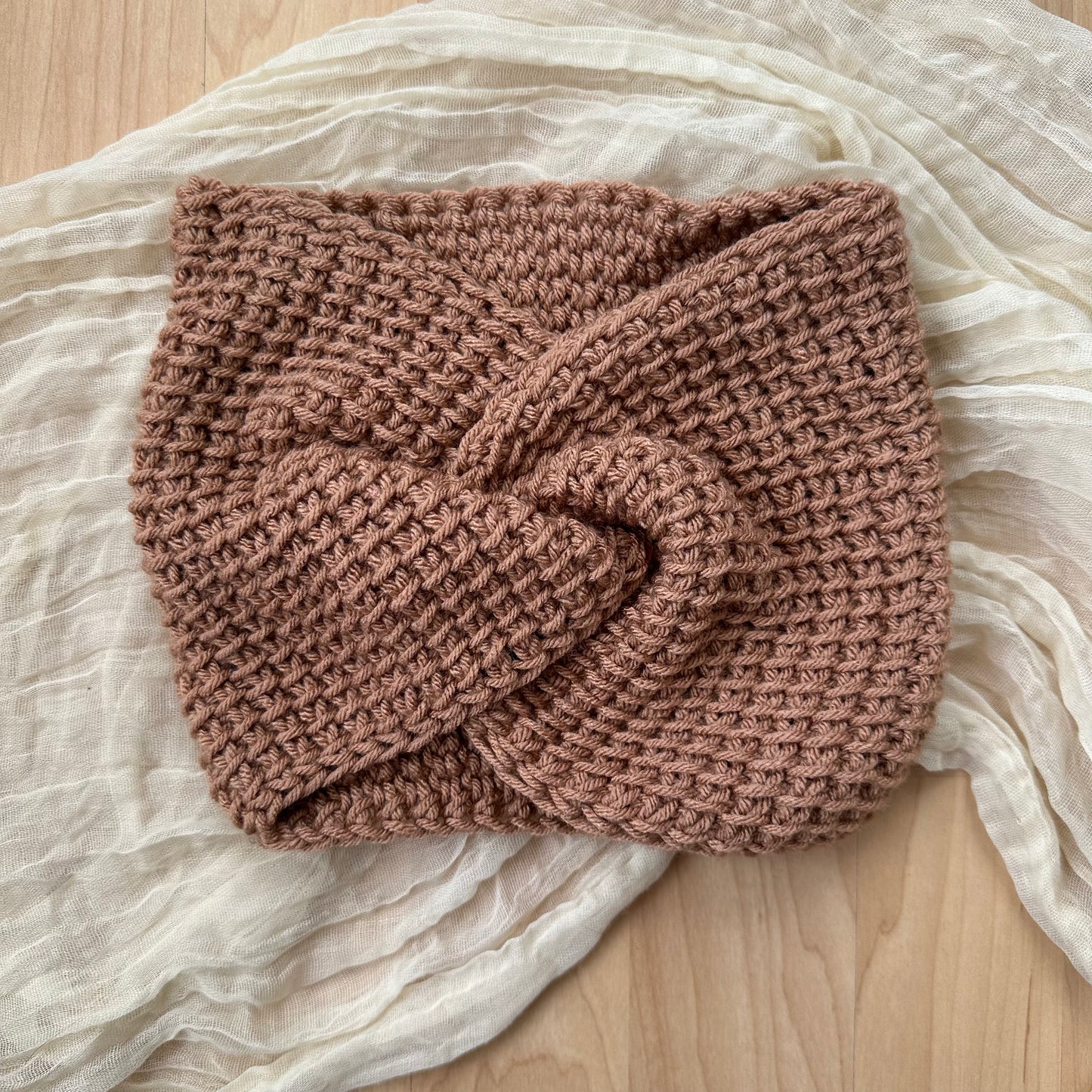 woven wide twist headband - tan