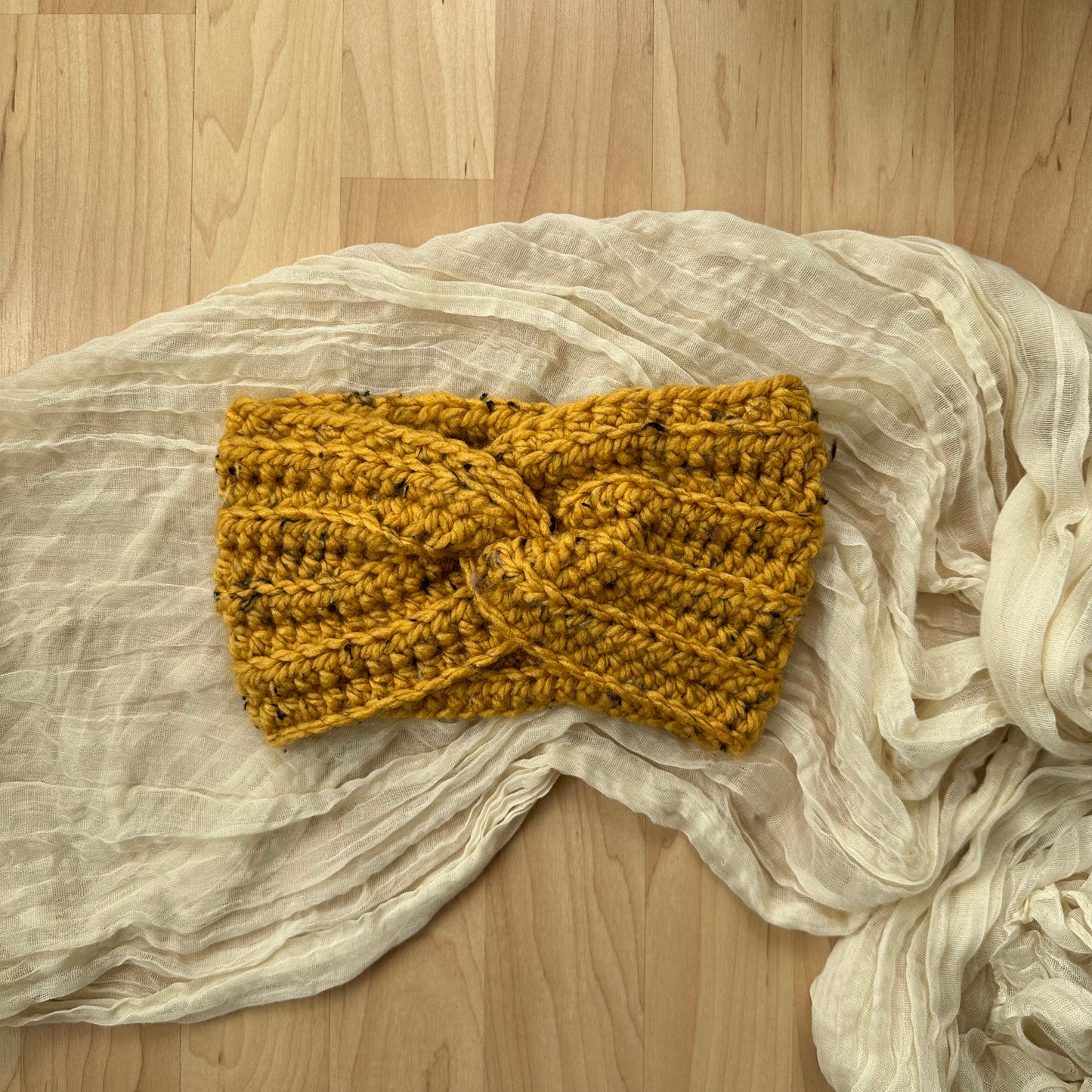 twist headband - mustard tweed
