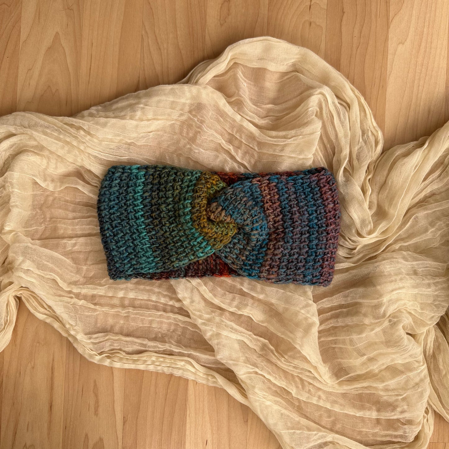 woven twist headband - blue multi