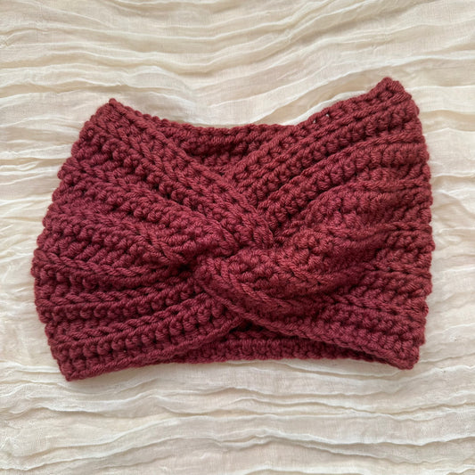 Diadema ancha con giro - vino