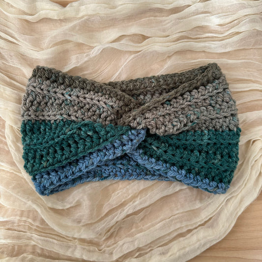 twist headband - blue/brown multi