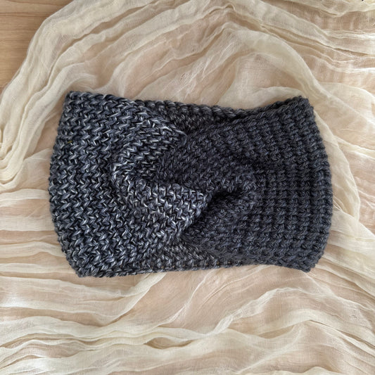 woven twist headband - grey multi
