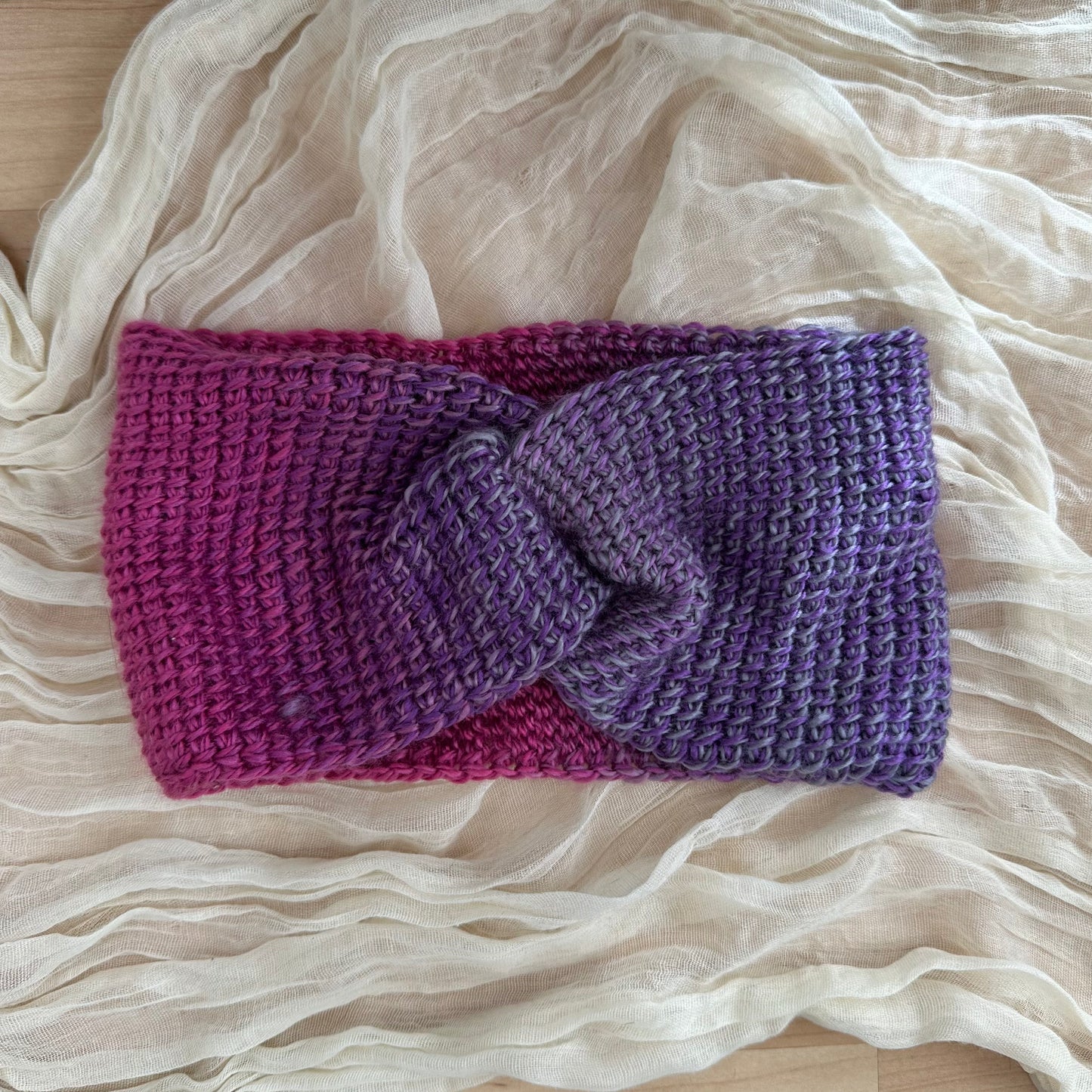 woven twist headband - pink/purple multi