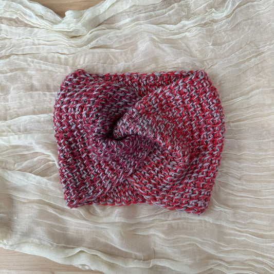 woven twist headband - berry/grey multi