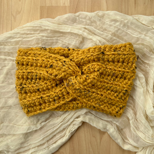 twist headband - mustard tweed